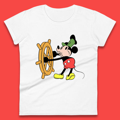 Classic Disney Mickey Mouse Steamboat Willie Disneyland Magic Kingdom Trip Womens Tee Top