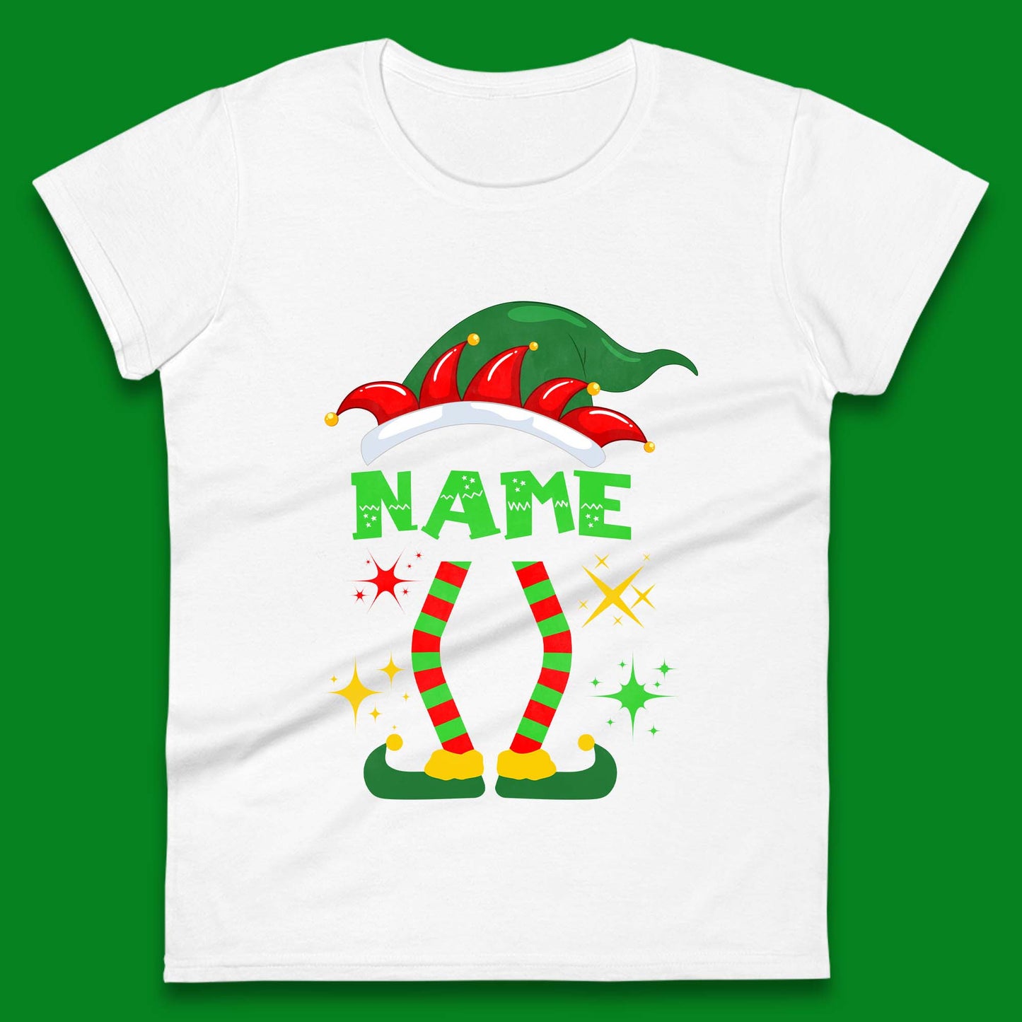 Personalised Elf Christmas Womens T-Shirt
