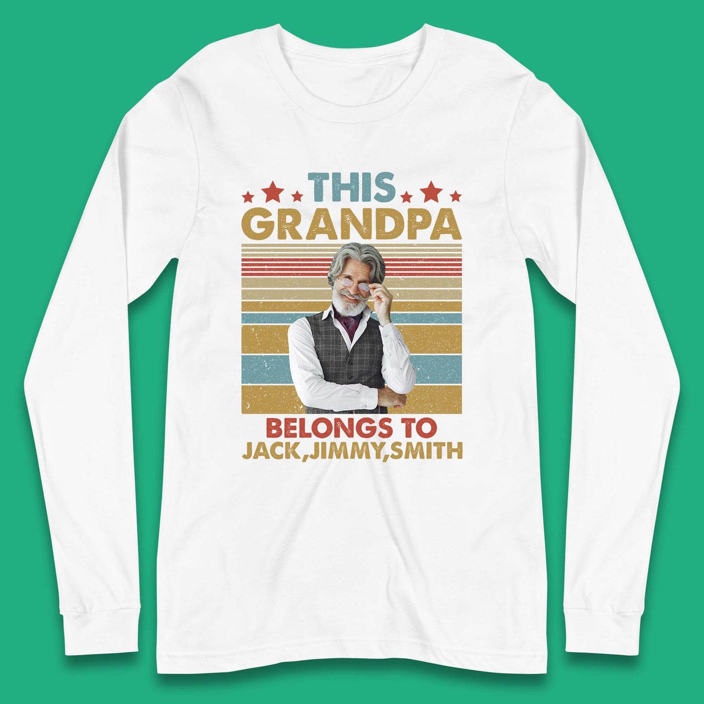 Personalised This Grandpa Belongs To Long Sleeve T-Shirt