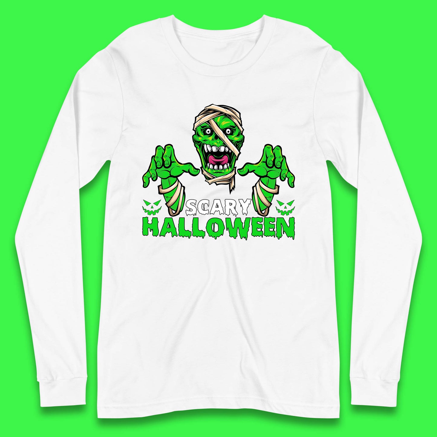 Scary Halloween Skull Zombie Mummy Horror Monster Zombie Hands Scary Vibes Long Sleeve T Shirt
