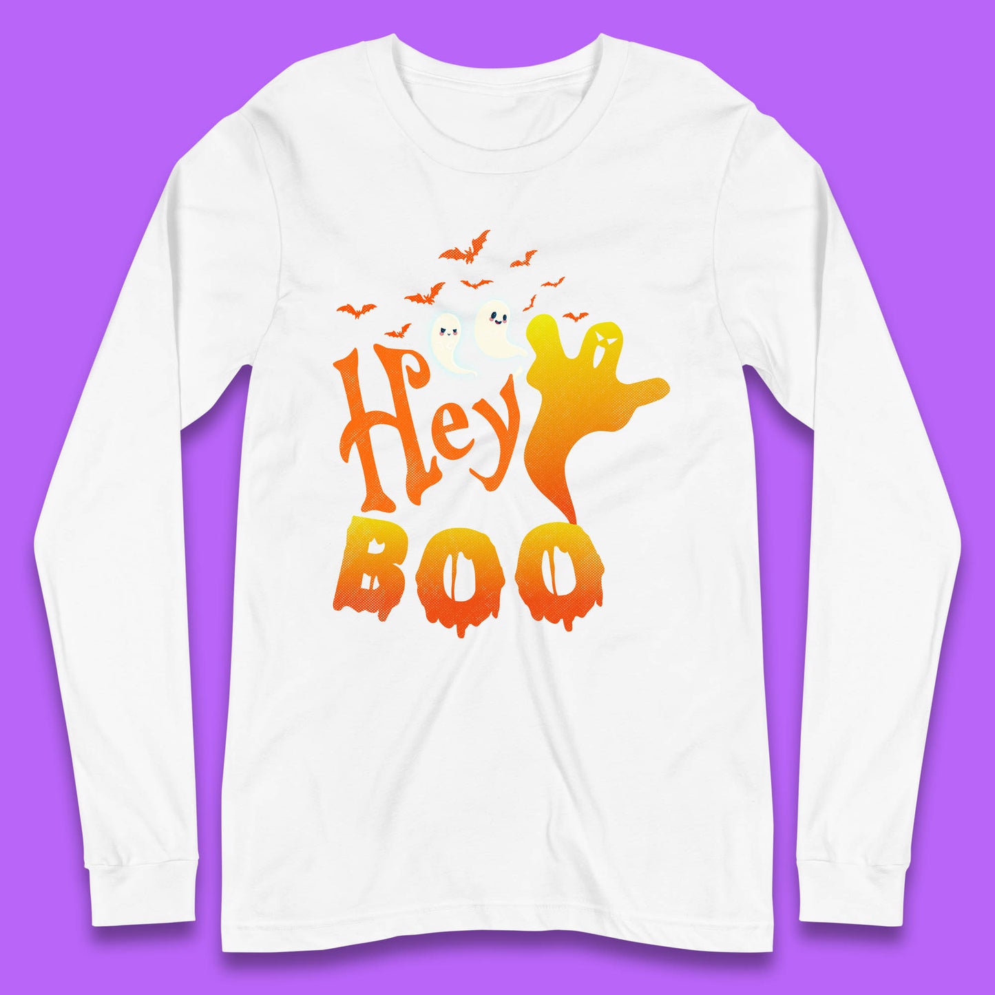 Whispers in the Moonlit Night Hey Boo Horror Scary Costume Halloween Boo Wear Long Sleeve T Shirt
