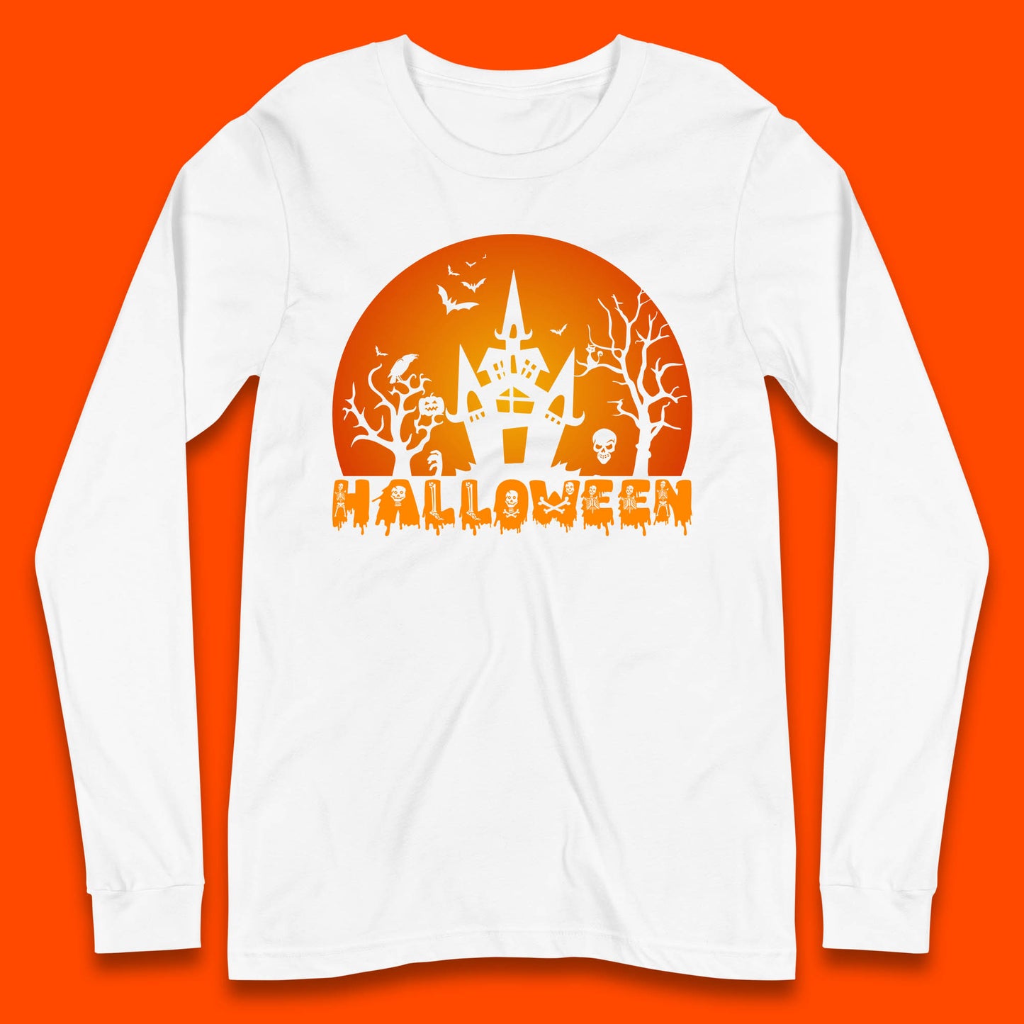 Halloween Horror Scary Hunted House Scary Spooky Night Festive Gift Long Sleeve T Shirt