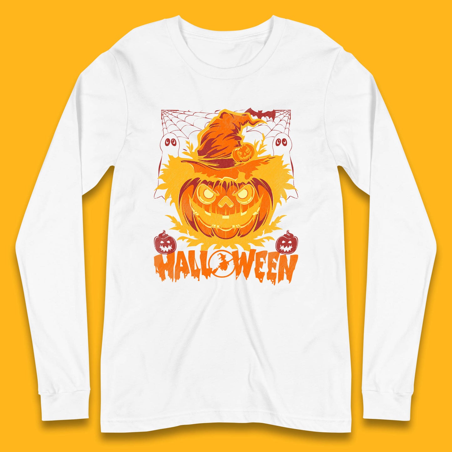 Halloween Scary Pumpkin Face Jack O Lantern Horror Halloween Night Long Sleeve T Shirt