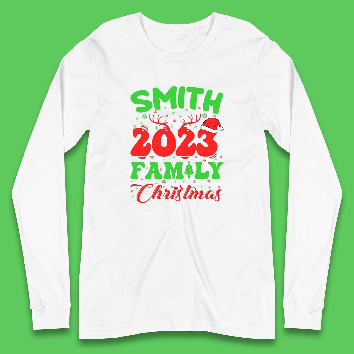 Personalised 2023 Family Christmas Your Name Xmas Matching Family Costume Long Sleeve T Shirt
