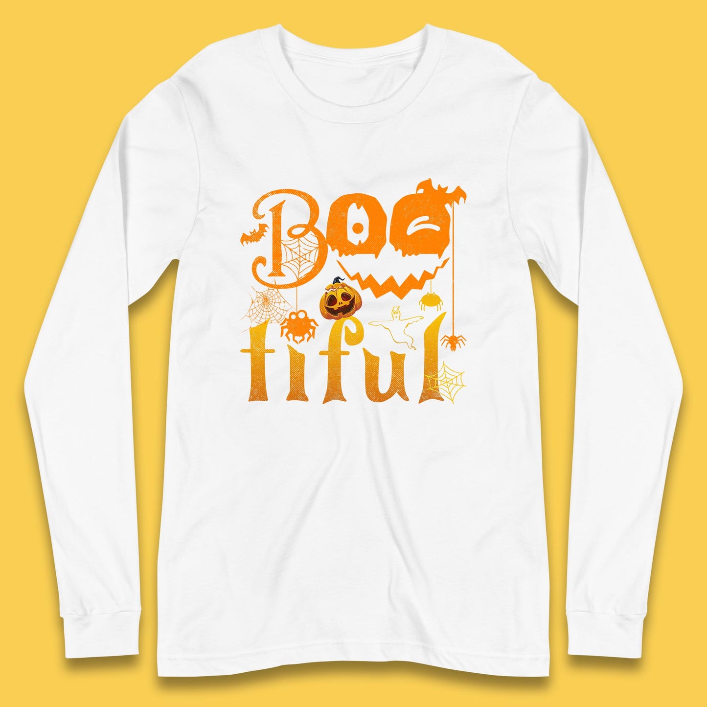 Bootiful Halloween Ghost Funny Boo Ghost Scary Spooky Season Long Sleeve T Shirt