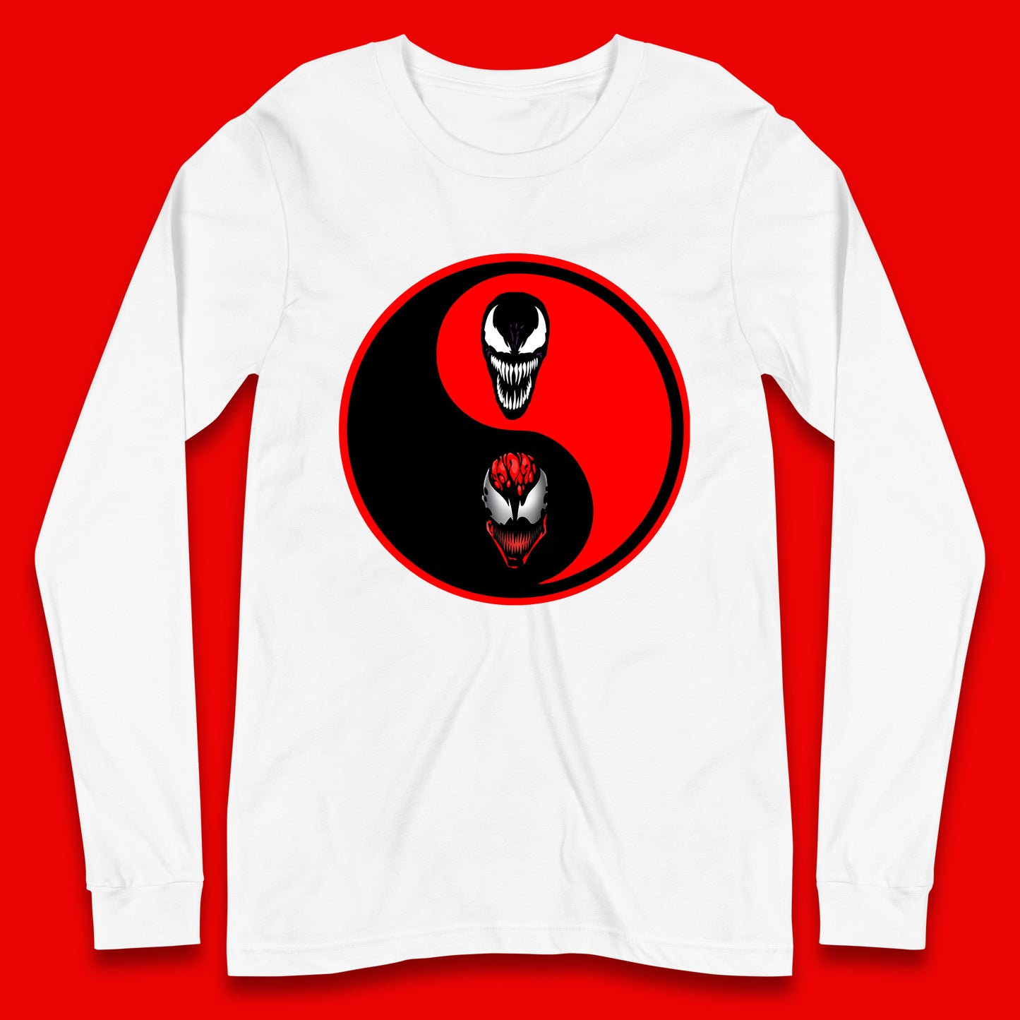 Marvel Comics Carnage And Venom Fictional Movie Character Anime Yin Yang Spoof Long Sleeve T Shirt