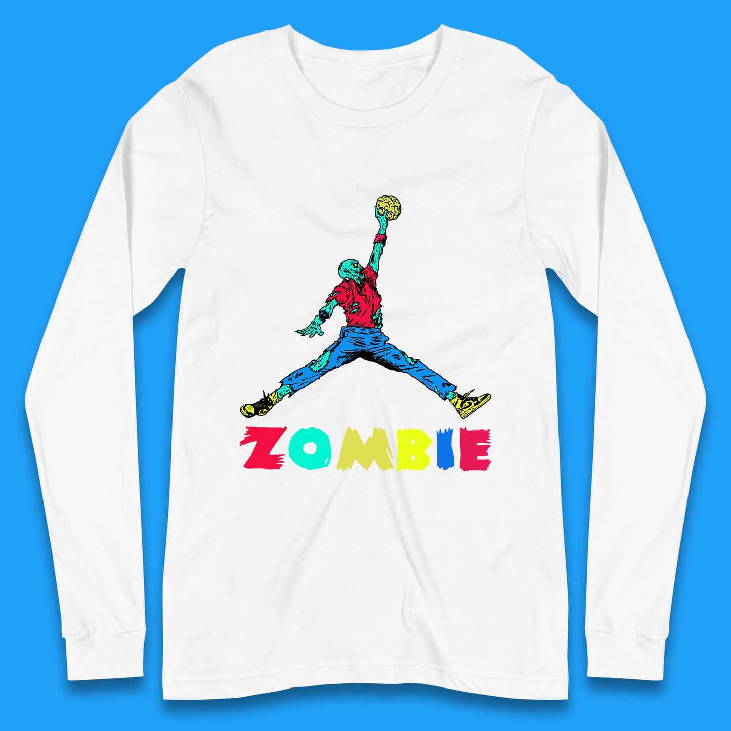 Air Zombie Jumpman Halloween Zombie Parody Funny Humor Long Sleeve T Shirt