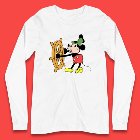 Classic Disney Mickey Mouse Steamboat Willie Disneyland Magic Kingdom Trip Long Sleeve T Shirt