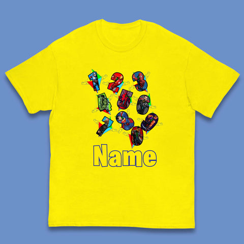 Personalised Number Day Superheroes Superheroes Kids T-Shirt