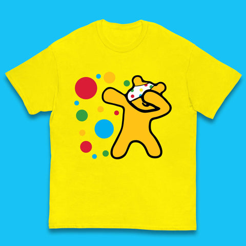 Dabbing Spotty Pudsey Bear Children In Need Dab Dance Spotty Day Donation Kids T Shirt