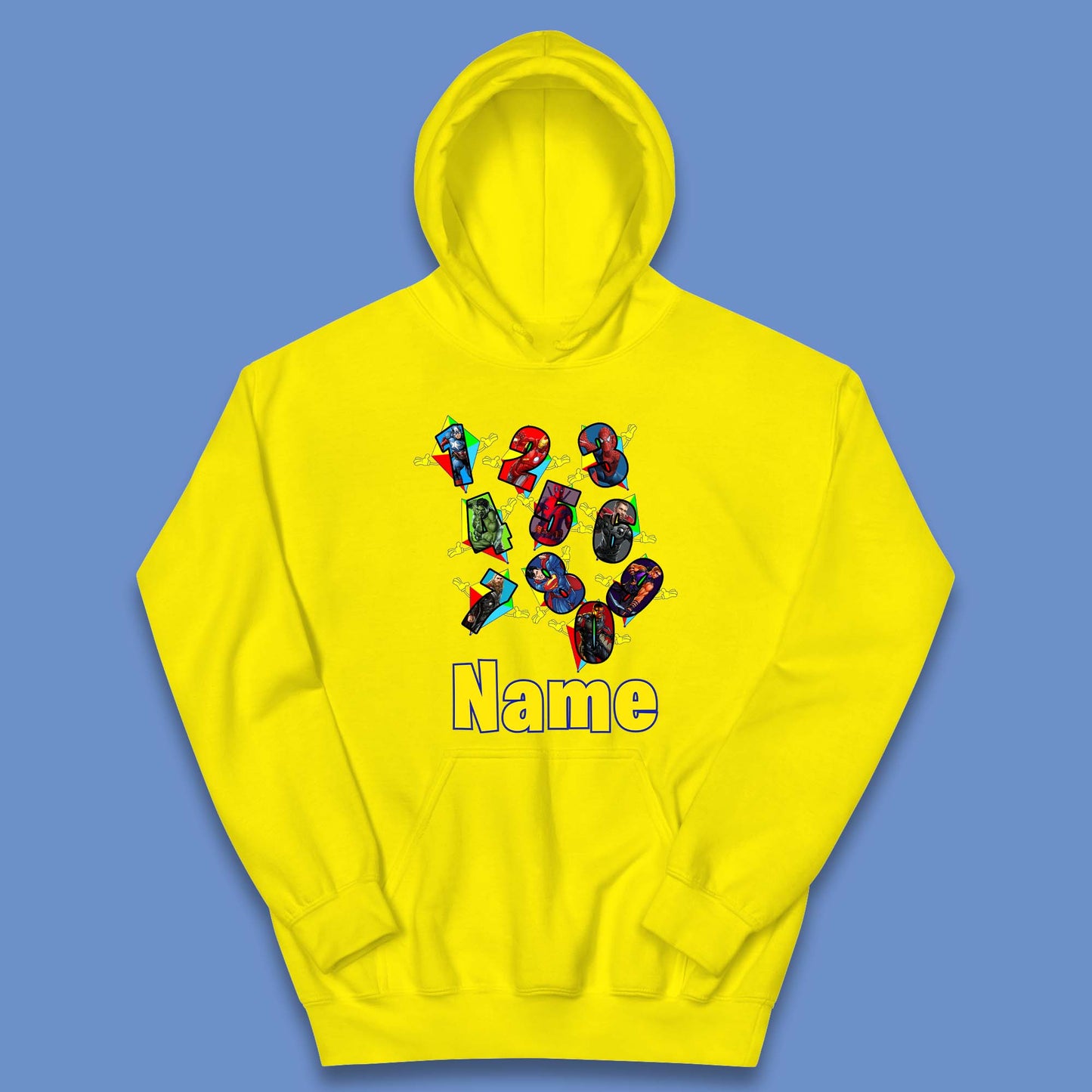 Personalised Number Day Superheroes Superheroes Kids Hoodie