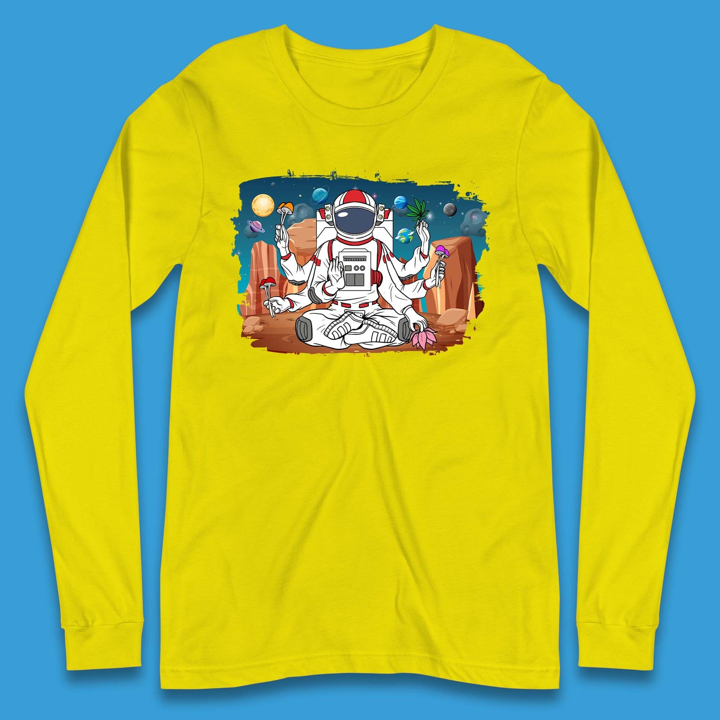Meditating Astronaut Yoga Long Sleeve T-Shirt