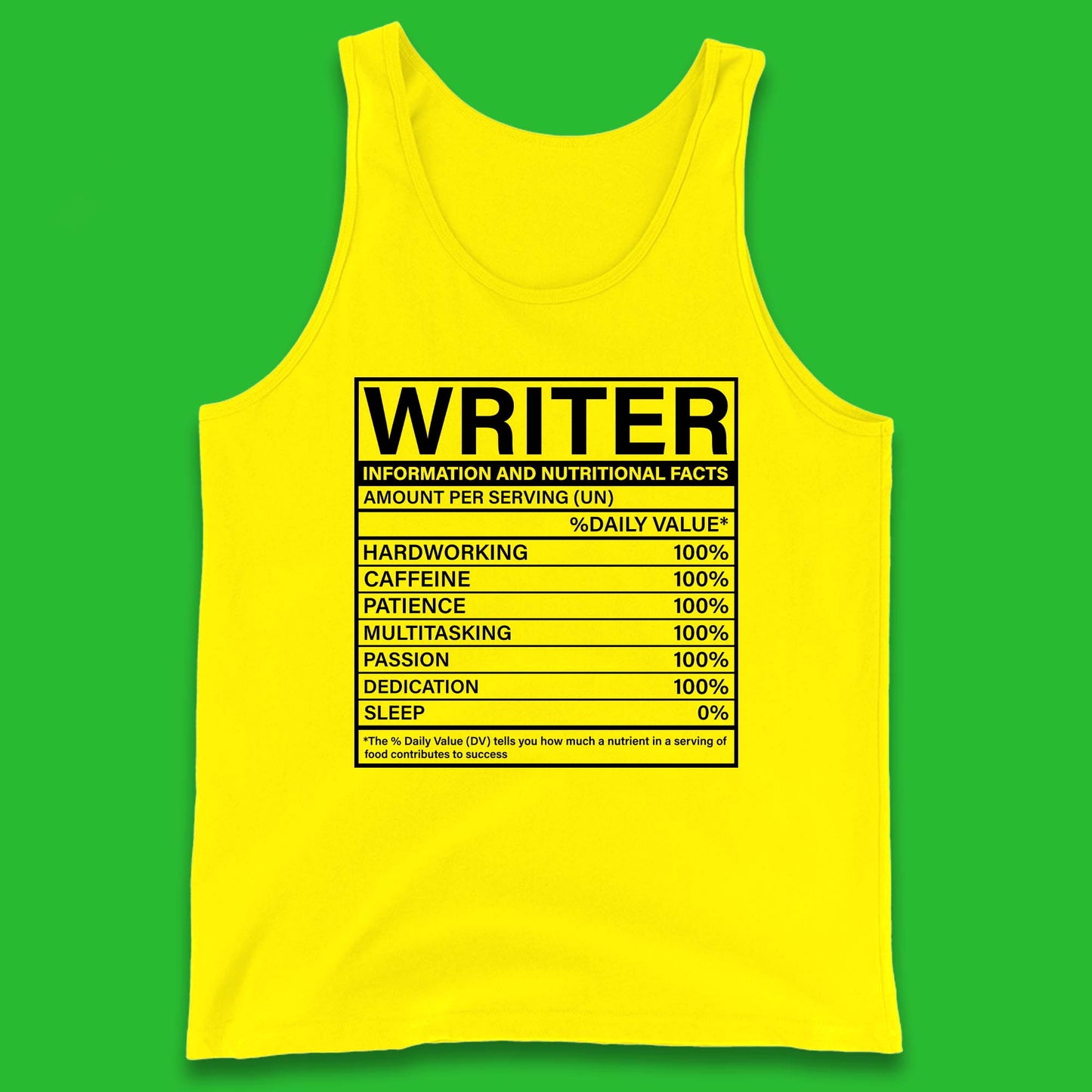 Writer Nutritional Facts Tank Top