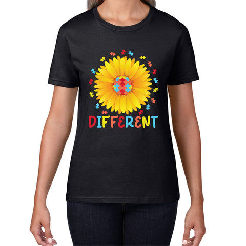 Different Sunflower Autism Awareness Month Sunflower Puzzle Acceptance Autism Support Womens Tee Top