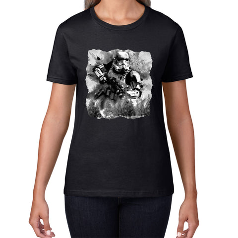 Hunter In The Forest Death Star Vintage Poster Graphic Movie Series Womens Tee Top