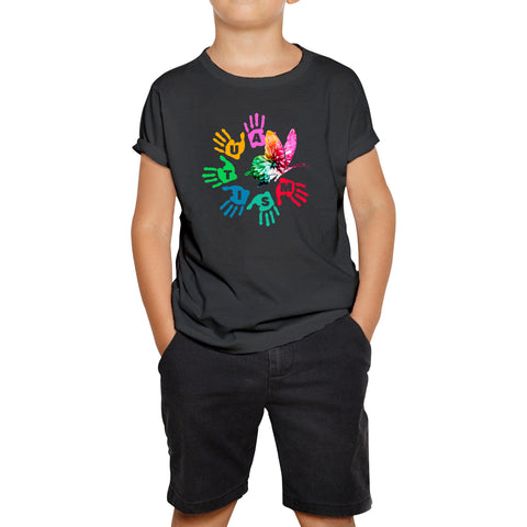 Autism Awareness Butterfly Peace Lover Autism Rainbow Be Kind Acceptance Autism Support Kids T Shirt