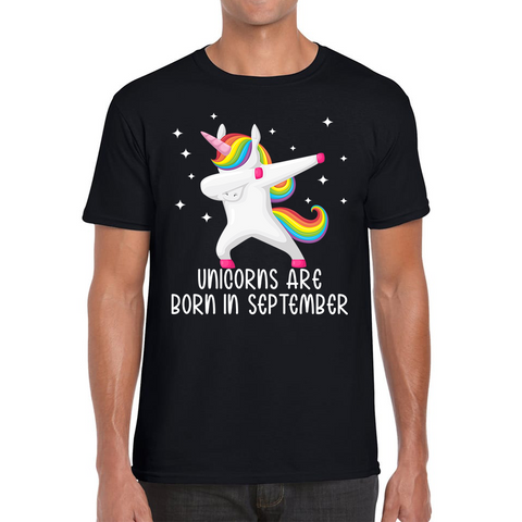 Unicorns Are Born In September Dabbing Unicorn Funny Birthday Month Novelty Slogan Mens Tee Top