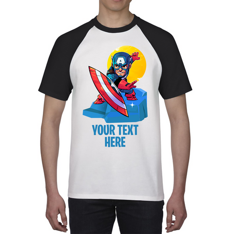 Personalised Your Text Captain America Shirt Marvel Avenger Superhero Birthday Gift Baseball T Shirt