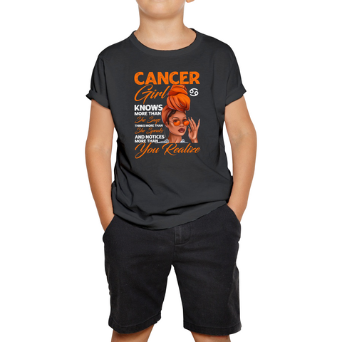Cancer Girl Knows More Than Think More Than Horoscope Zodiac Astrological Sign Birthday Kids Tee