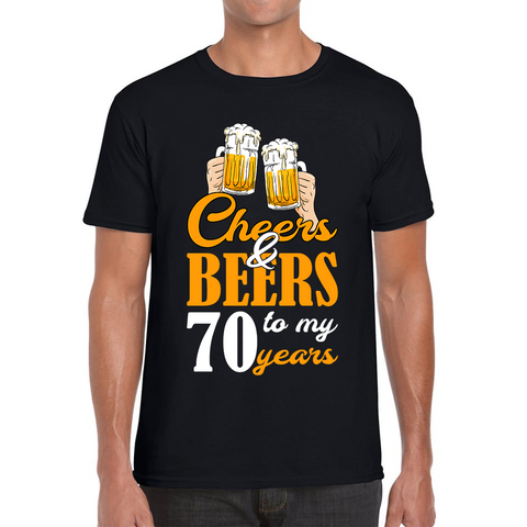 Cheers & Beers To My 70th Years T-Shirt Platinum Jubilee Funny Birthday Gift For Dad And Grandpa Mens Tee Top