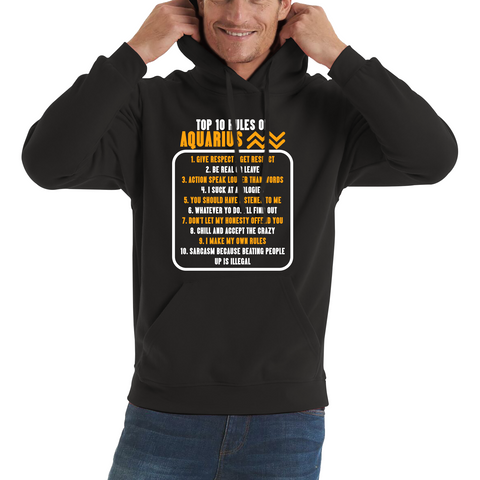 Top 10 Rules Of Aquarius Horoscope Zodiac Astrological Sign Facts Traits Give Respect Get Respect Birthday Present Unisex Hoodie