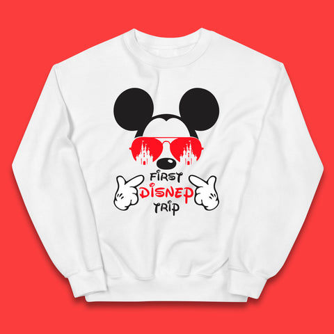 First Disney Trip Disney Mickey Mouse Minnie Mouse With Sunglasses Disney Castle Magical Kingdom Disneyland Trip Vacations Kids Jumper