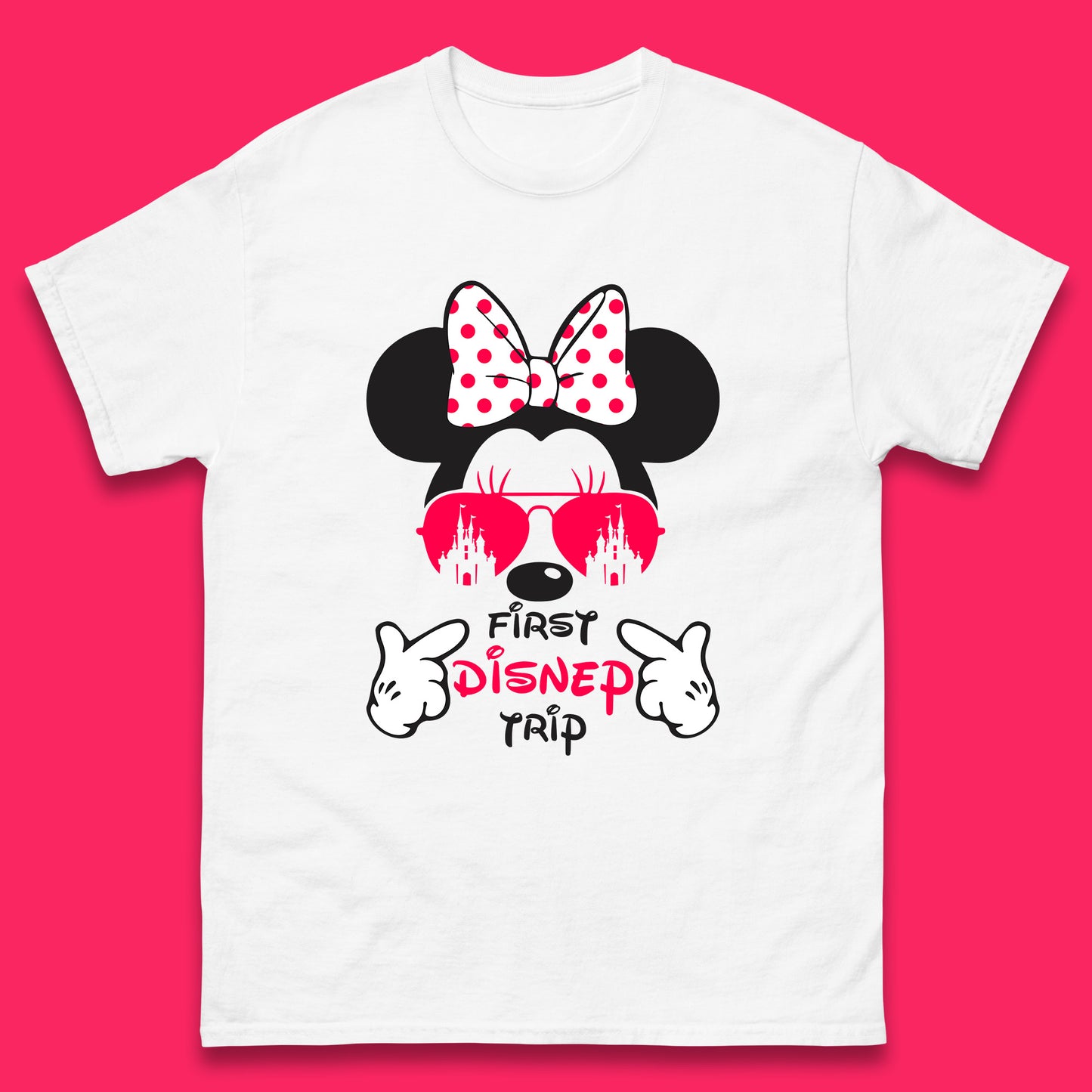 First Disney Trip Disney Mickey Mouse Minnie Mouse With Sunglasses Disney Castle Magical Kingdom Disneyland Trip Vacations Mens Tee Top