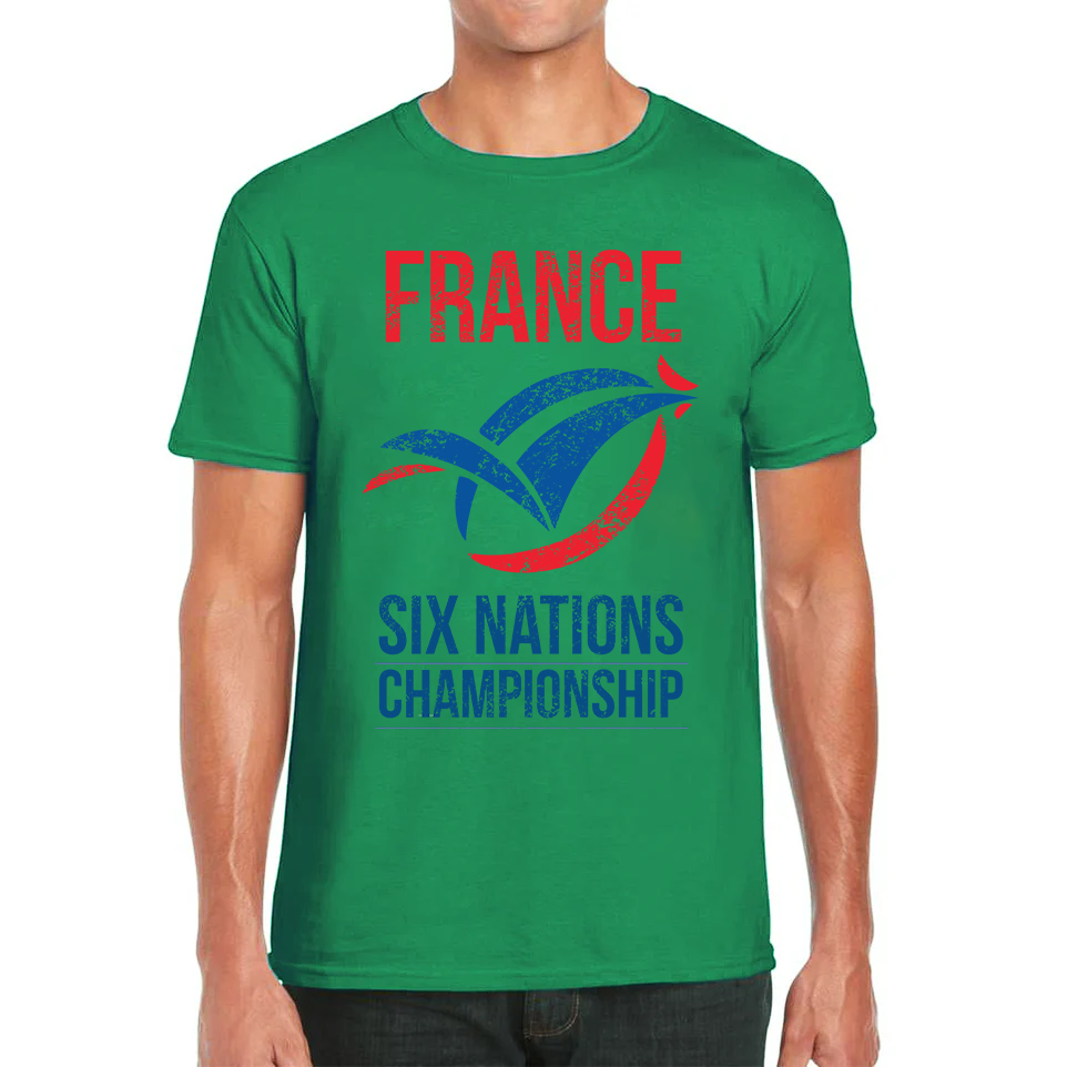 France Flag Logo Rugby Cup European Support World Six Nations Championship Mens Tee Top