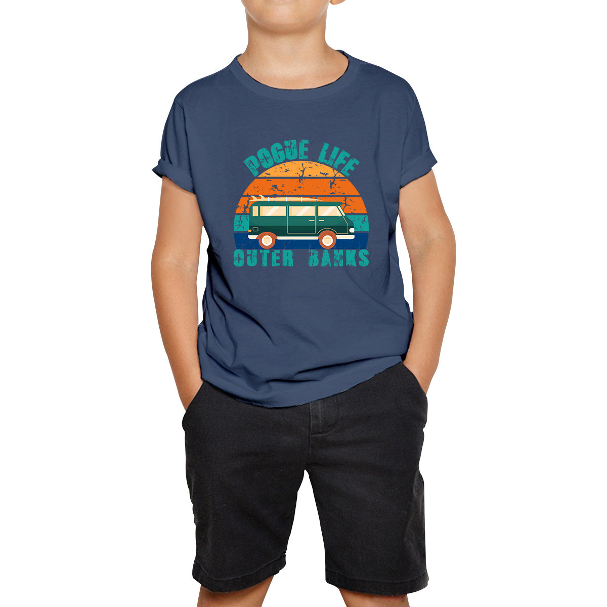 Pogue Life Outer Banks Beach Surf Van Vintage Retro Surfing TV Series JJ Maybank Outer Banks Show OBX Fans Kids T Shirt