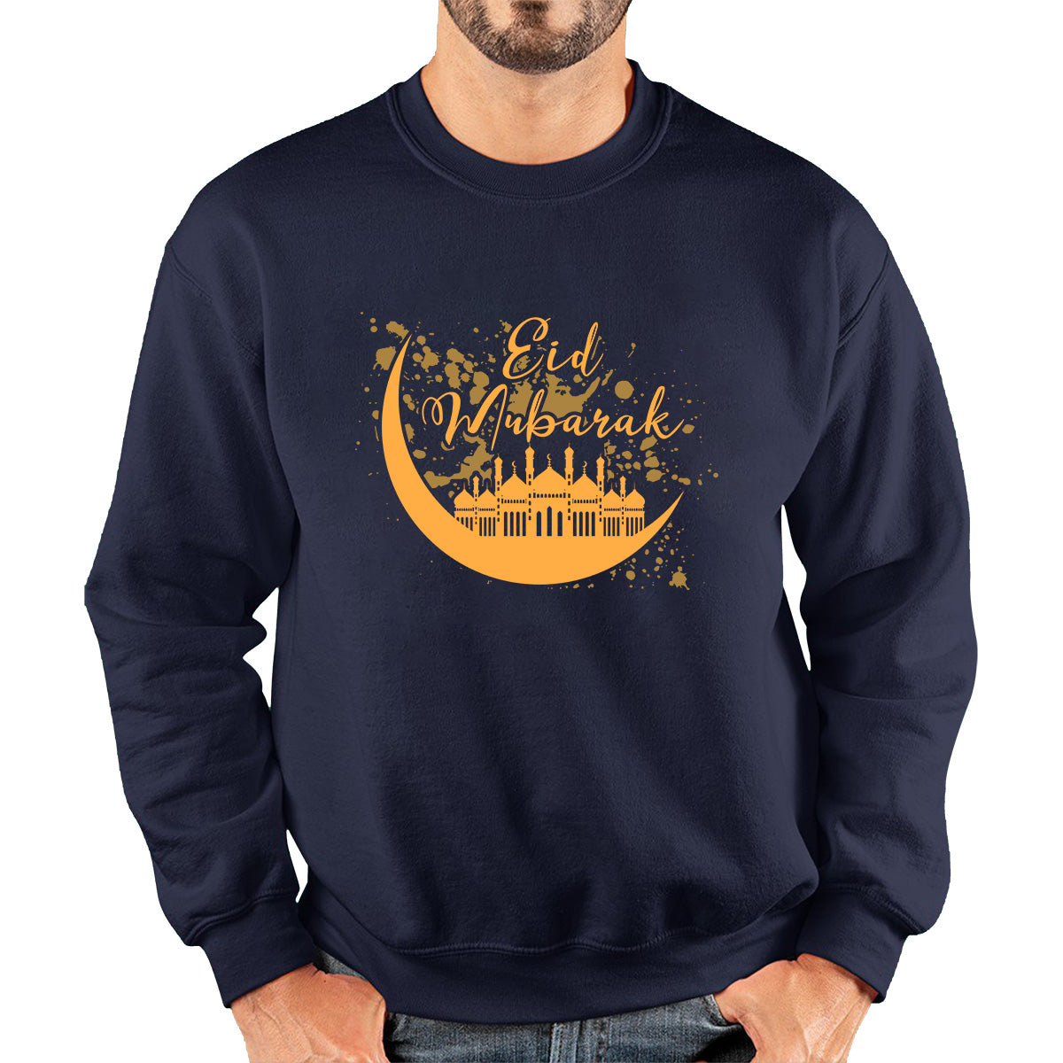 Eid Mubarak Crescent Moon Muslims Religious Islamic Mosque Holy Month Blessed Eid Festival Adult Sweatshirt