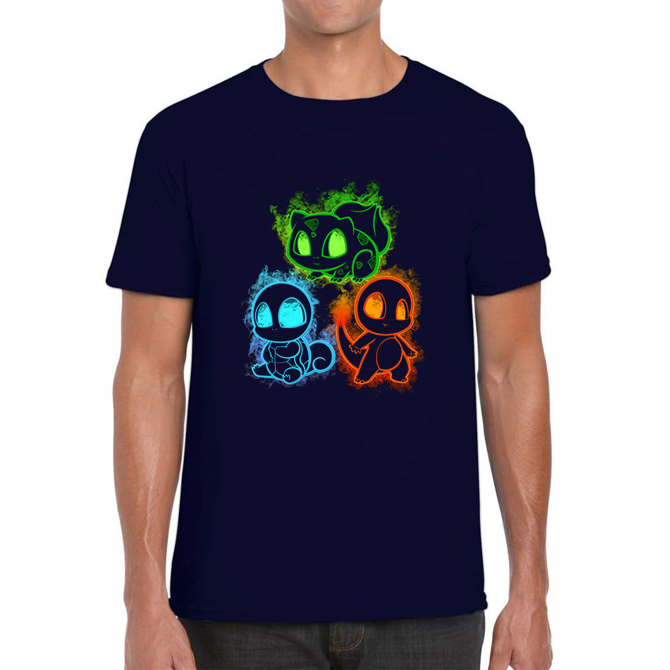 Pokemon Cool Evolutions Minimalistic Pokémon Kanto Starters Bulbasaur, Charmander, Squirtle, Pikachu And Eevee Mens Tee Top