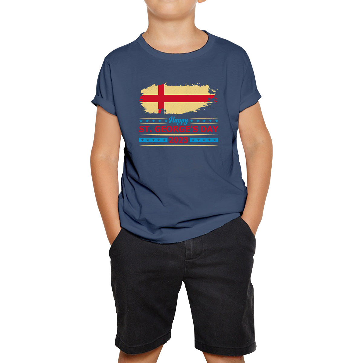 Happy St George's Day 2023 Saint George Cross England Flag Religious Warriors St George Day Kids T Shirt