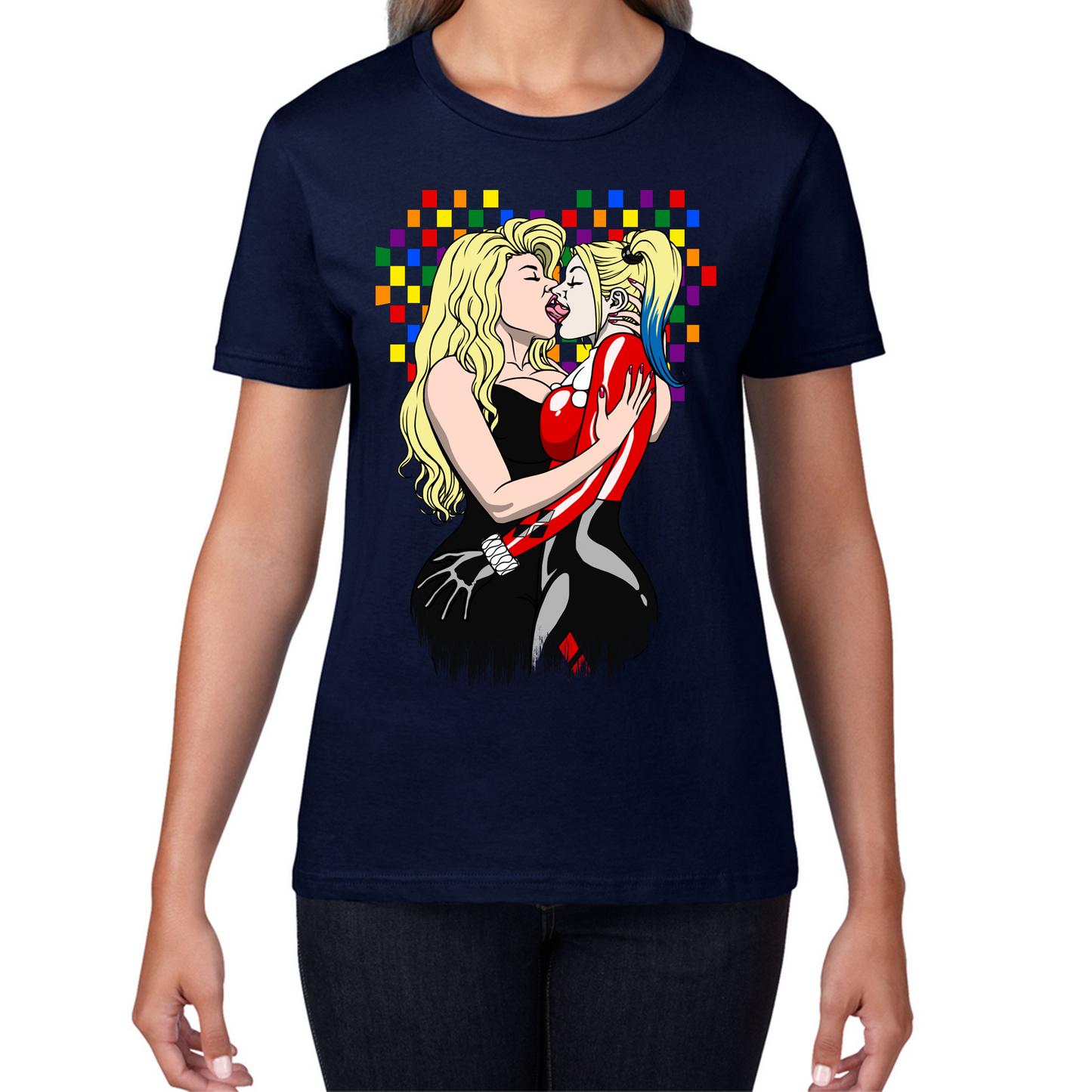 Kelly Bundy x Harley Quinn Kissing LGBT Pride Valentine Ladies T Shirt