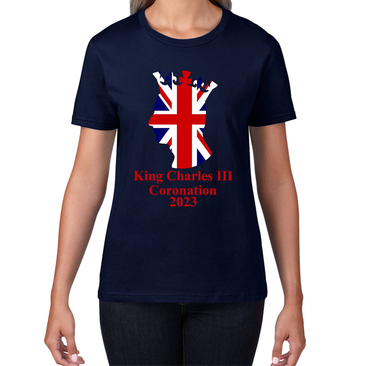 King Charles III Coronation 2023 United Kingdom King of England Royal Crown CR III His Majesty Womens Tee Top