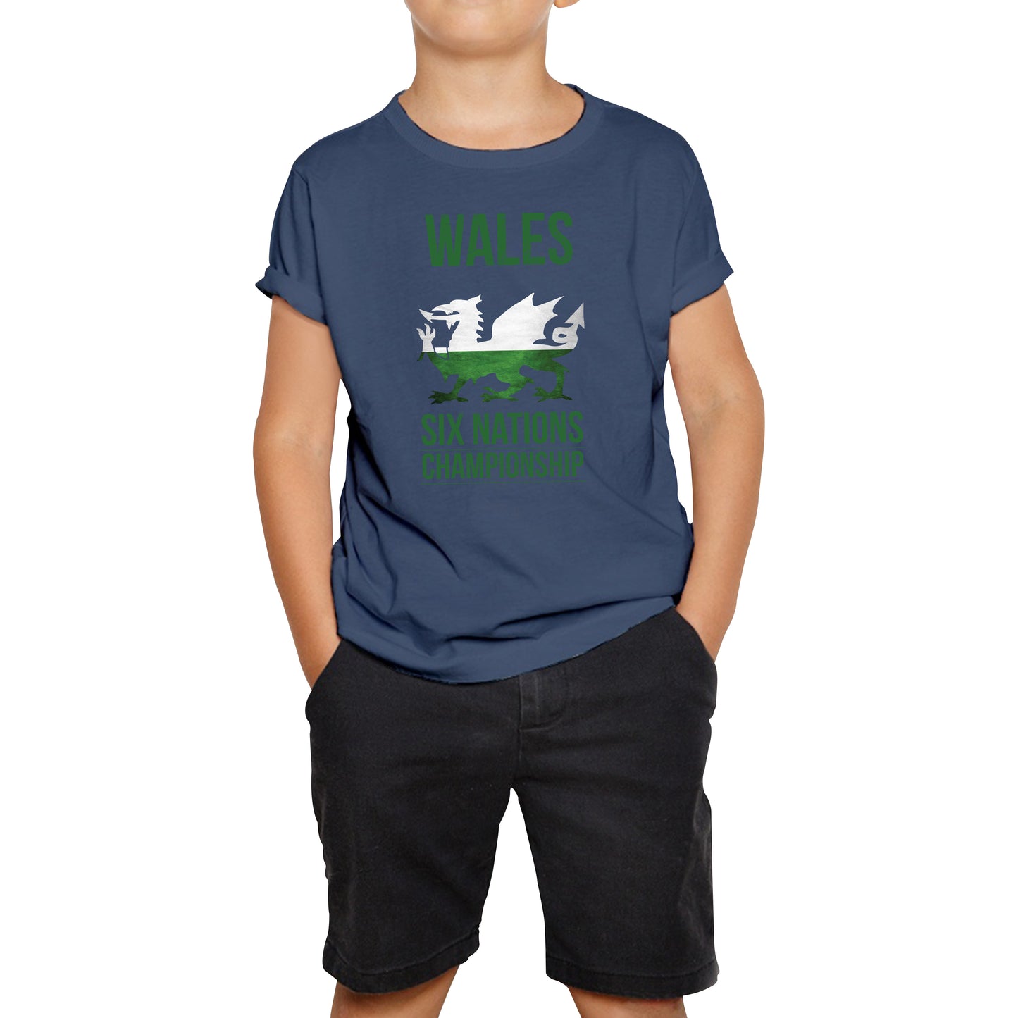 Wales Flag Logo Rugby Cup European Support World Six Nations Championship Kids Tee