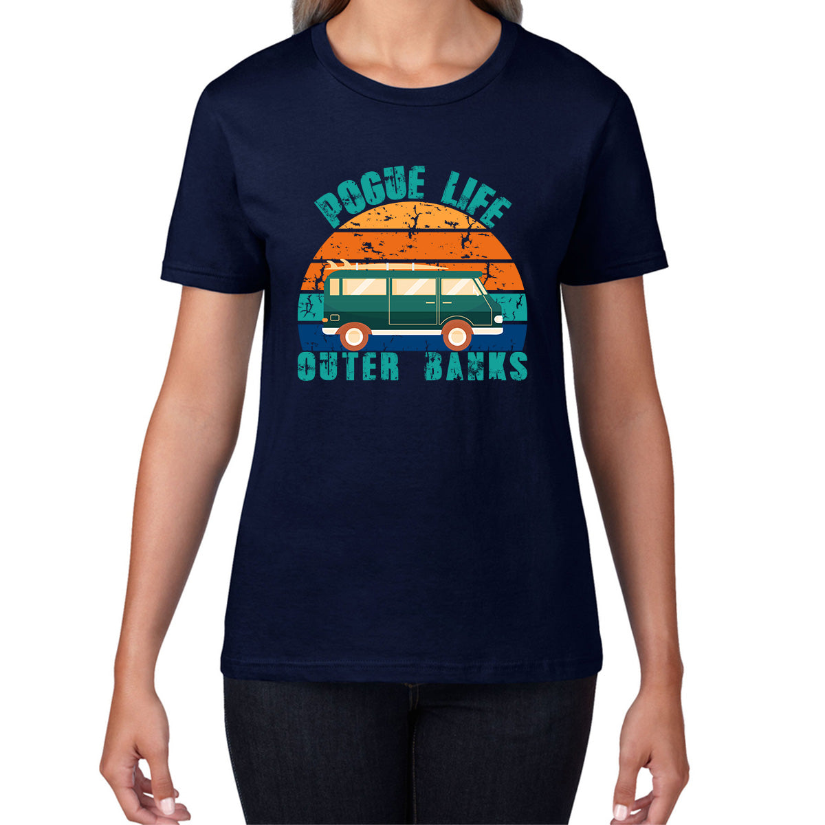 Pogue Life Outer Banks Beach Surf Van Vintage Retro Surfing TV Series JJ Maybank Outer Banks Show OBX Fans Womens Tee Top
