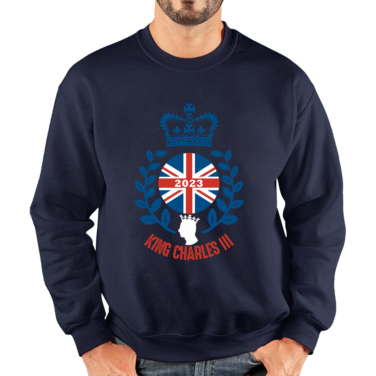 King Charles III Coronation 2023 British United Kingdom Uk Flag CR III Royal Crown His Majesty Union Jack Great Britain Unisex Sweatshirt