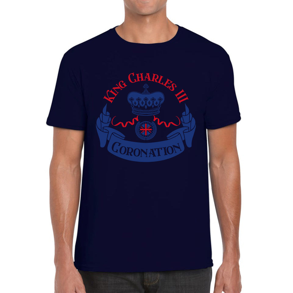 King Charles III Coronation Royal Crown CR III God Save The King Union Jack His Majesty Mens Tee Top