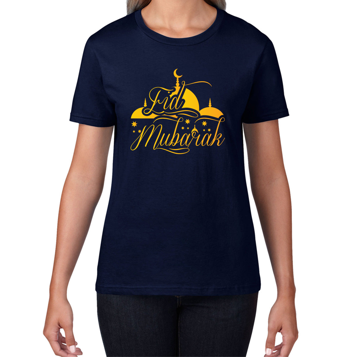 Eid Mubarak Muslims Religious Ramzan Fasting Mosque Prayers Blessings Holy Month Womens Tee Top