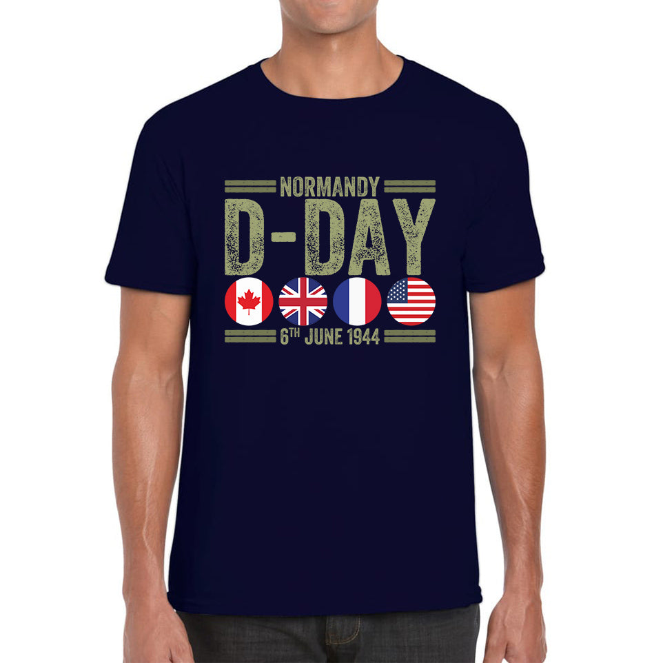 Normandy D-Day 6th June 1944 Normandy Landings World War II British Canadian Airborne Military Seaborne Invasion UK Army Veteran Patriotic Mens Tee Top