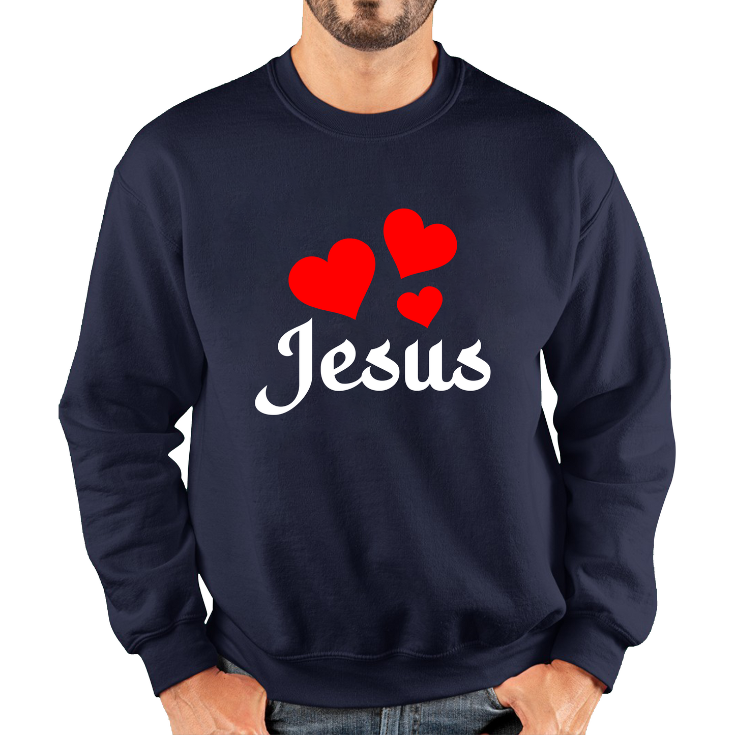 Love Jesus Hearts Jesus Christ Christians Religious Spirituality Believe Unisex Sweatshirt