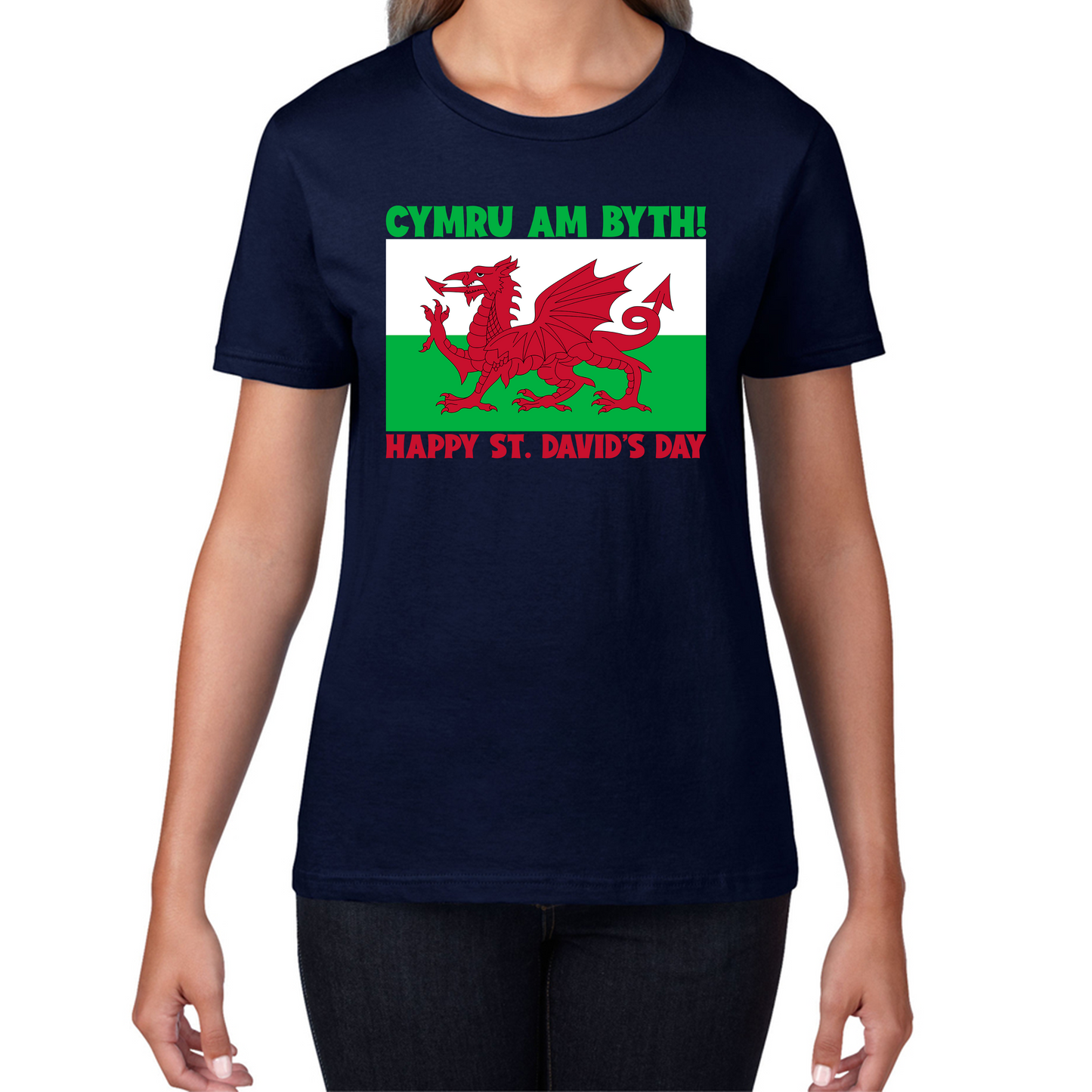 Cymru Am Byth Wales Forever Happy St. David's Day Welsh Dragon Flag Of Wales Saint Welsh Womens Tee Top