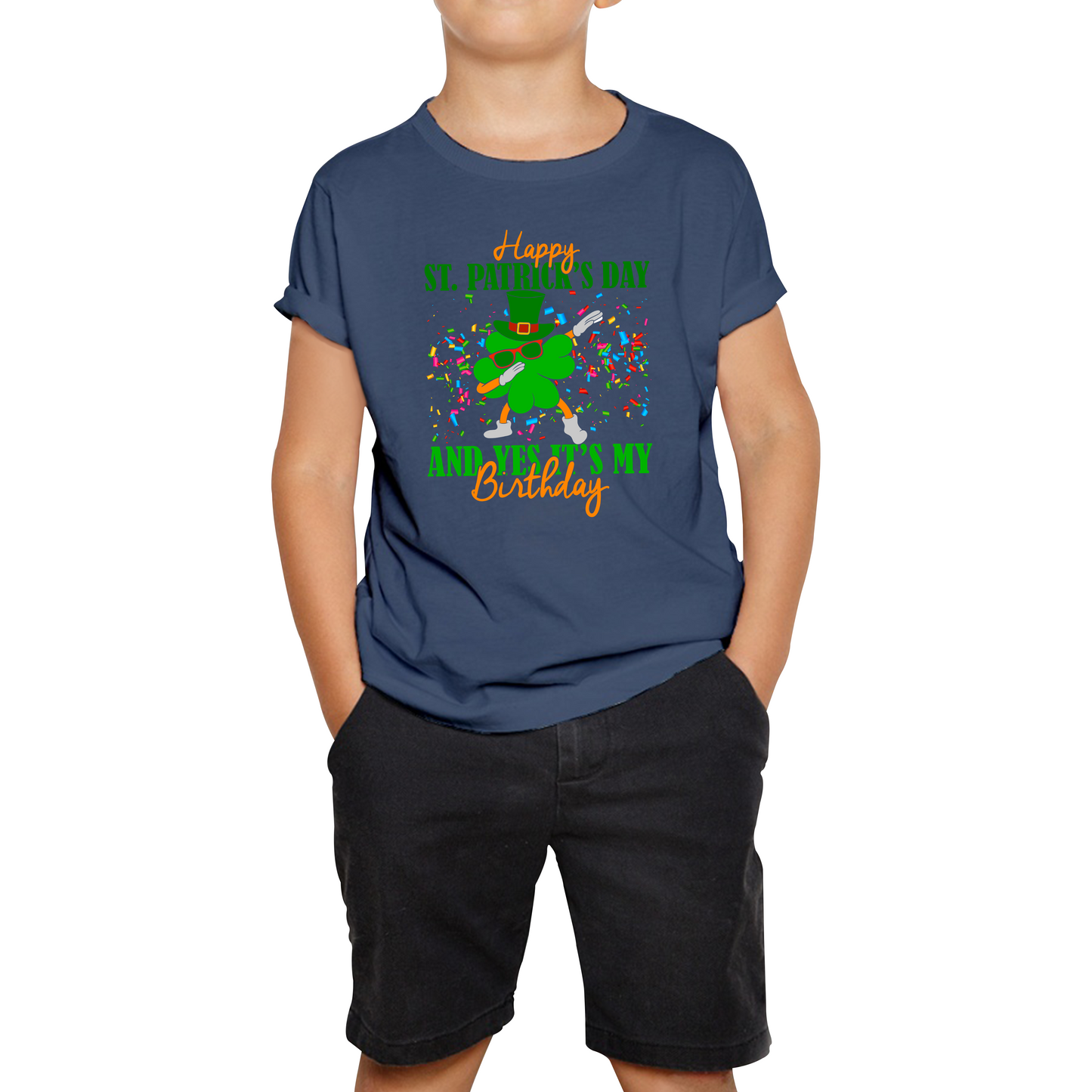 Happy St. Patrick's Day And Yes It's My Birthday Dabbing Shamrock Dab Irish Festival Kids Tee