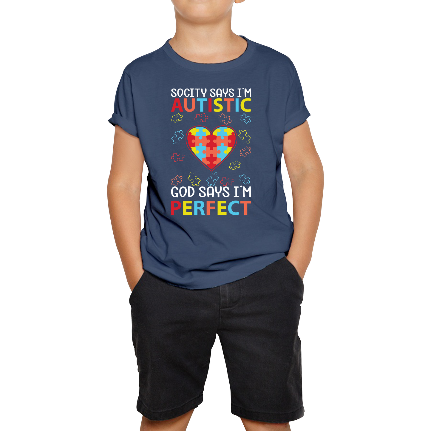 Society Says I'm Autistic God Says I'm Perfect Autism Awareness T Shirt