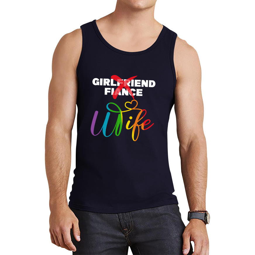 LGBTQ Girlfriend Fiance Wife Rainbow Pride Bachelorette Party Wedding Bridal Party Tank Top
