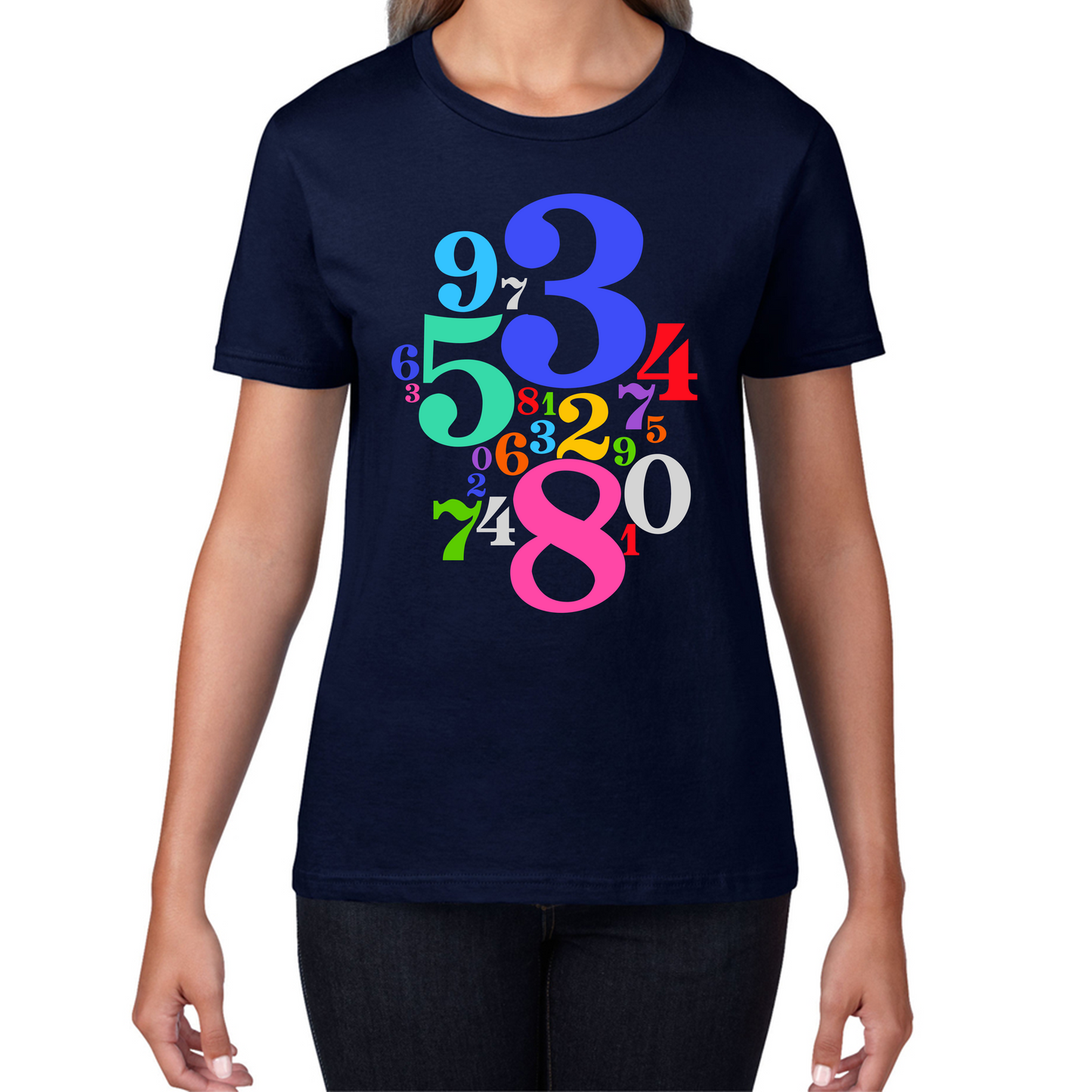 Numbers Day Maths Day Colourful Numbers Math Lovers Mathletics School Charity Day Womens Tee Top