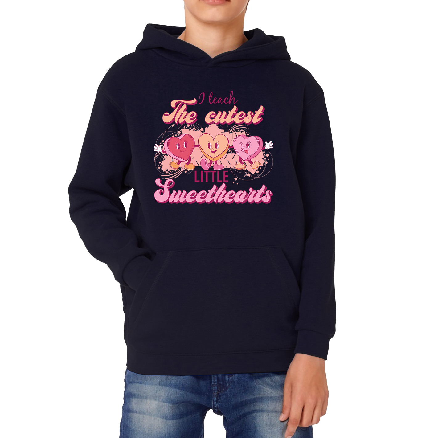 I Teach The Cutest Little Sweethearts Teacher Valentine’s Day School Teacher Quote Kids Hoodie