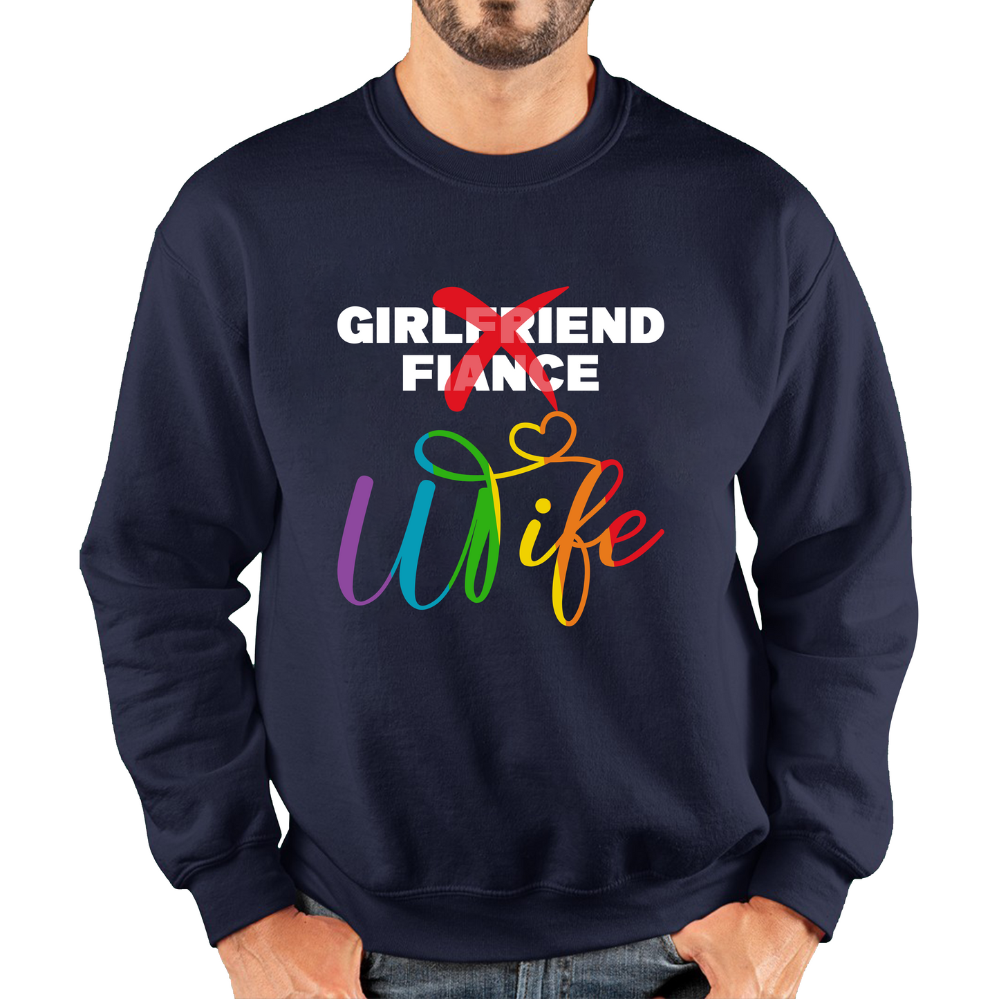 LGBTQ Girlfriend Fiance Wife Rainbow Pride Bachelorette Party Wedding Bridal Party Unisex Sweatshirt