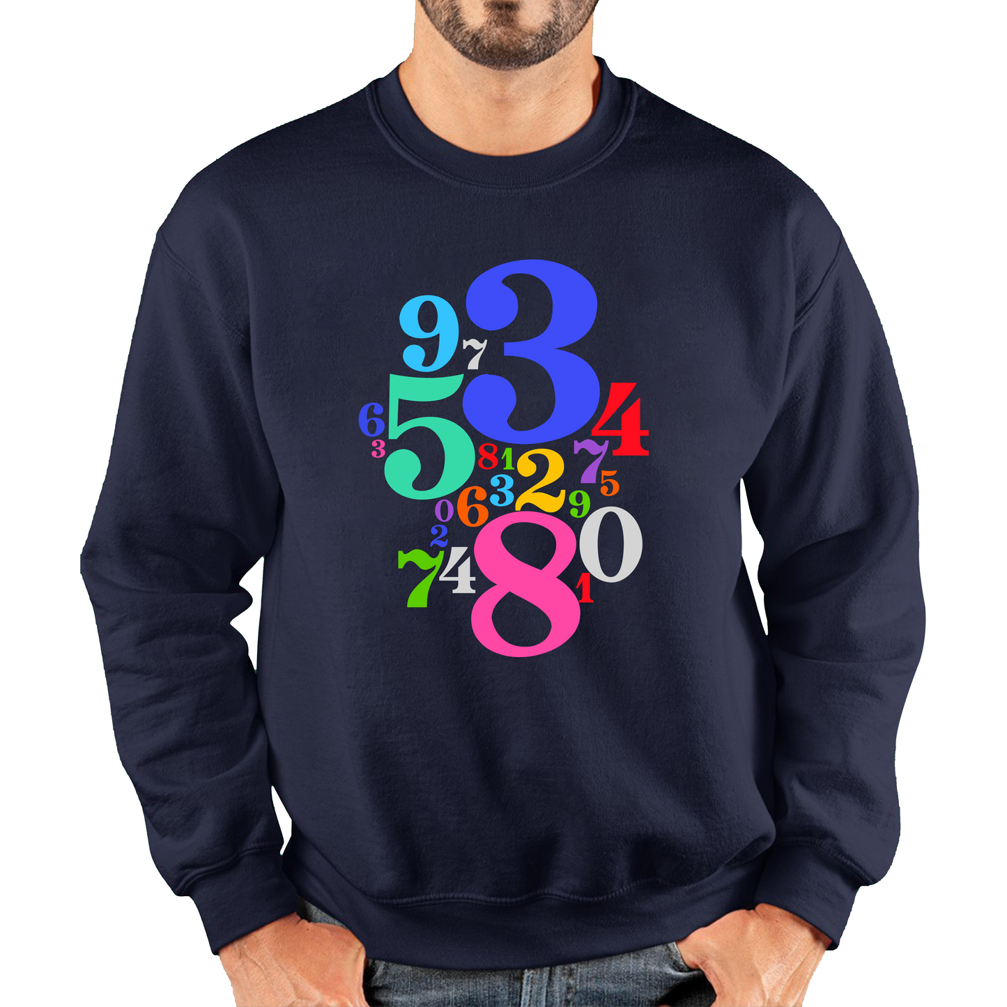 Numbers Day Maths Day Colourful Numbers Math Lovers Mathletics School Charity Day Unisex Sweatshirt