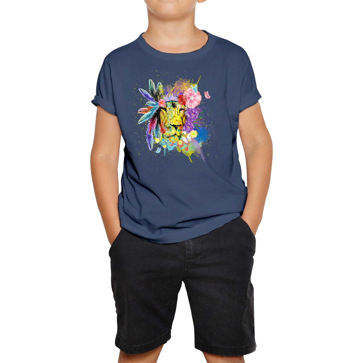 Colorful Lion Face Bohemian T Shirt